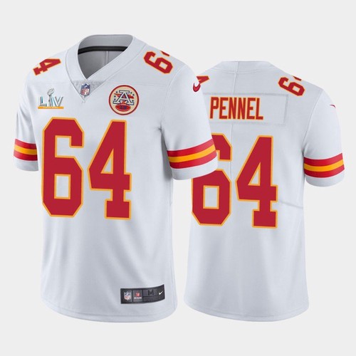 Men's Kansas City Chiefs #64 Mike Pennel White NFL 2021 Super Bowl LV Stitched Jersey Men's Kansas City Chiefs #64 Mike Pennel White NFL 2021 Super Bowl LV Stitched Jersey